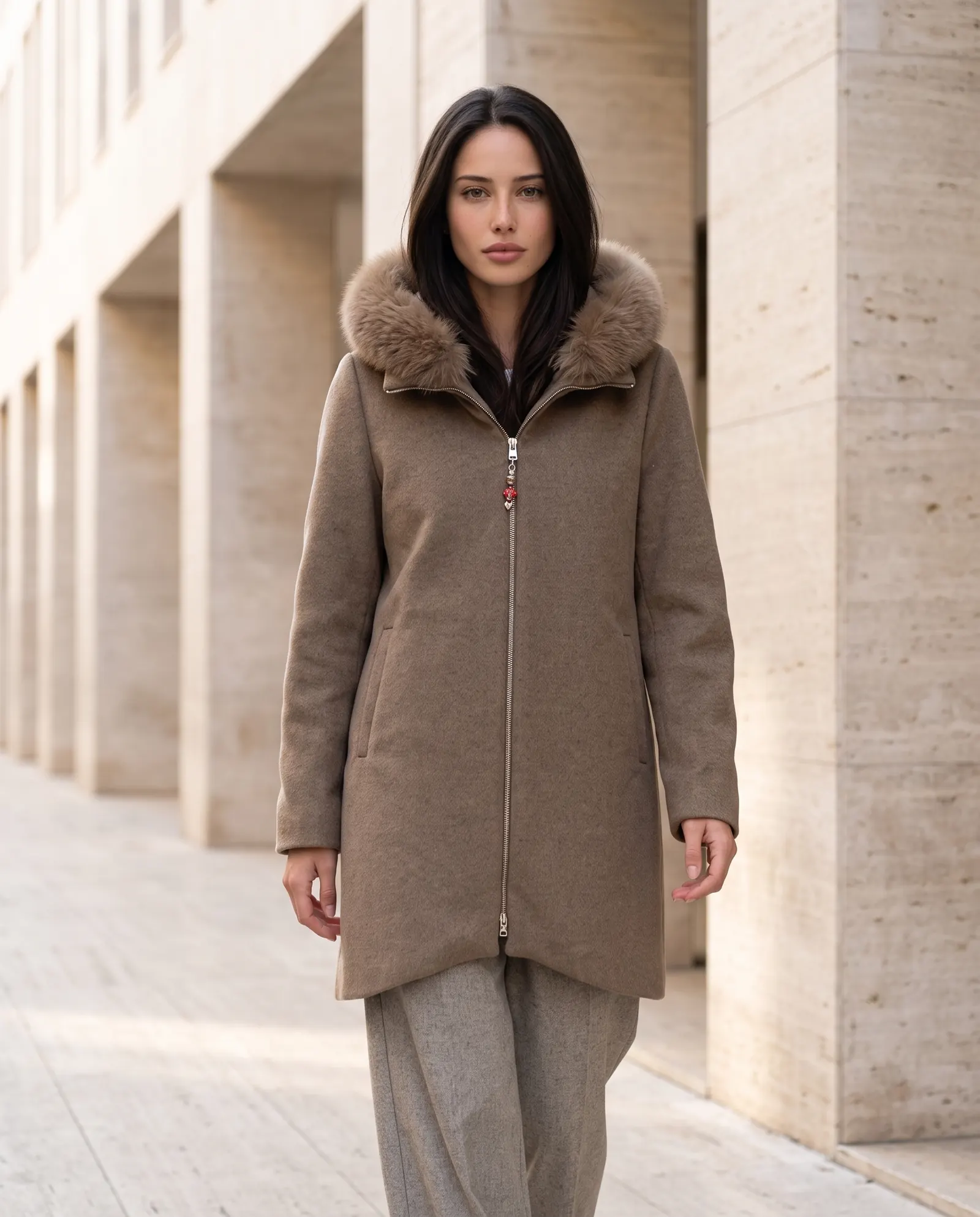 Parka in lana tortora GUS FW26