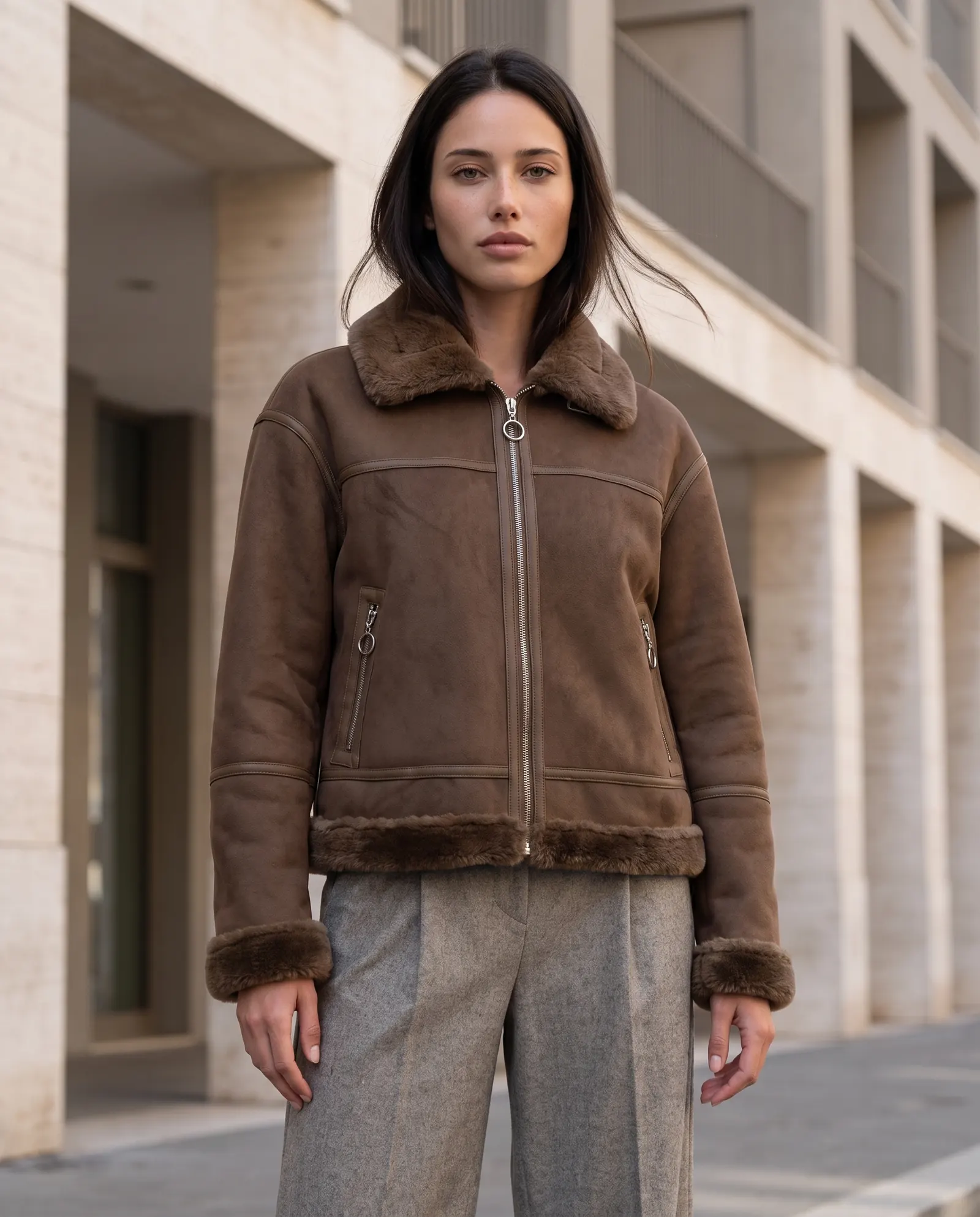 Bomber in montone cuoio GUS FW26