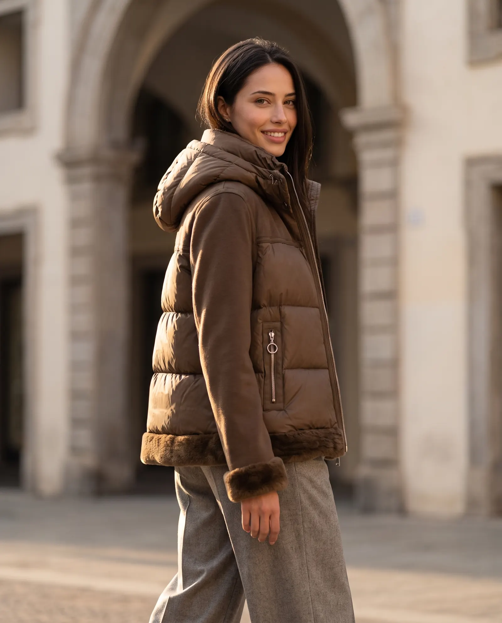 Piumino shearling marrone GUS FW26