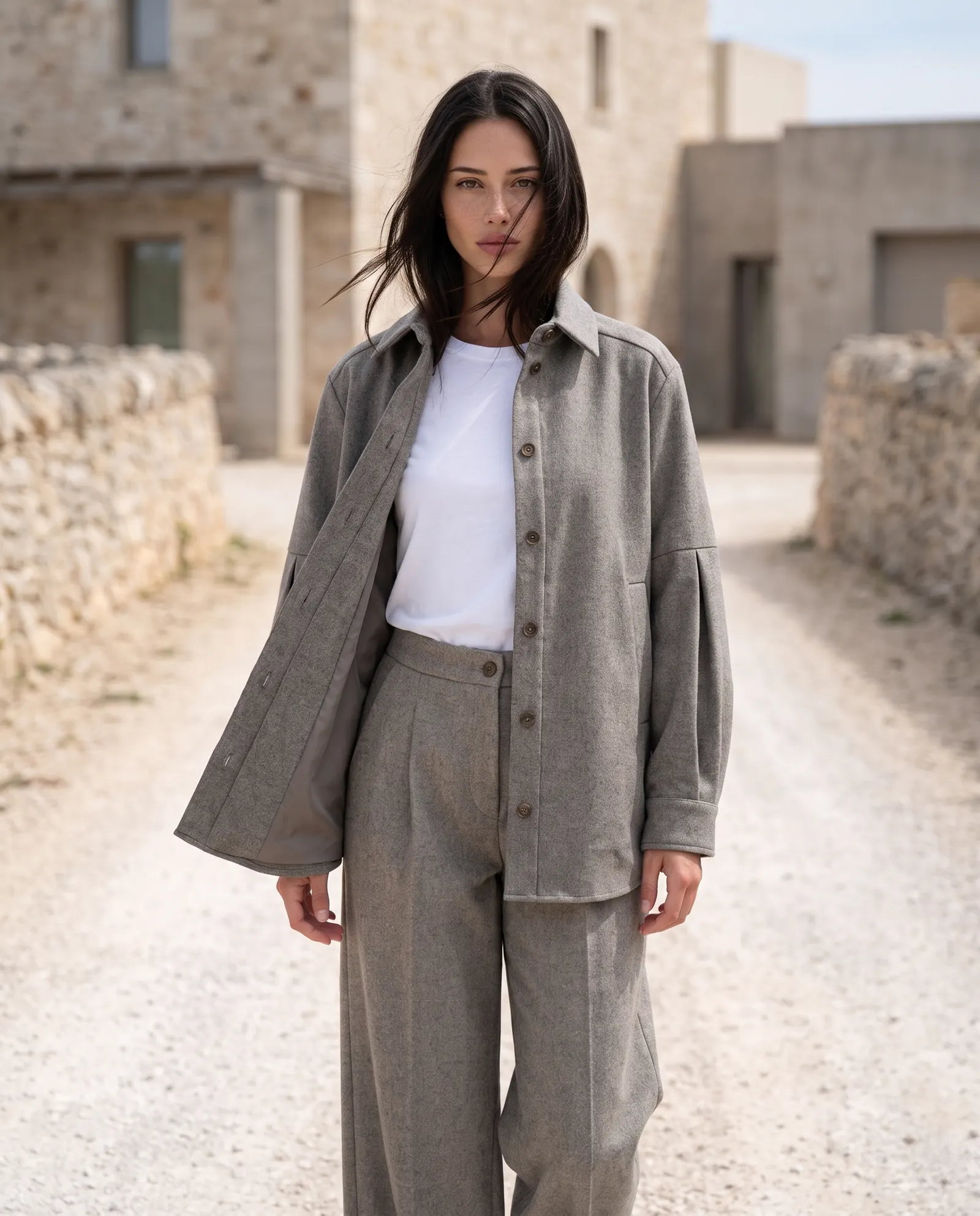 Camicia-giacca in flanella grigio GUS FW26