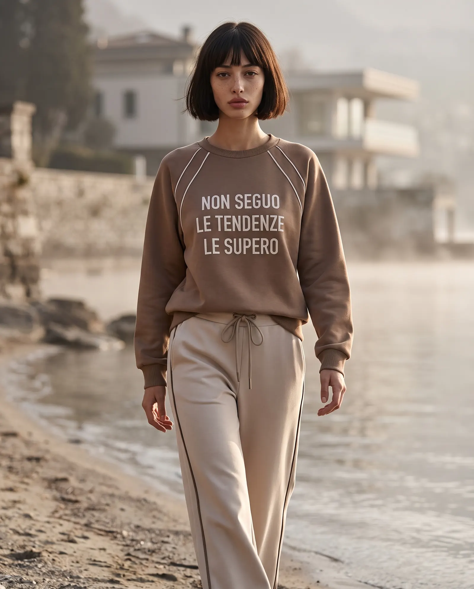 Felpa stampata marrone GUS FW26
