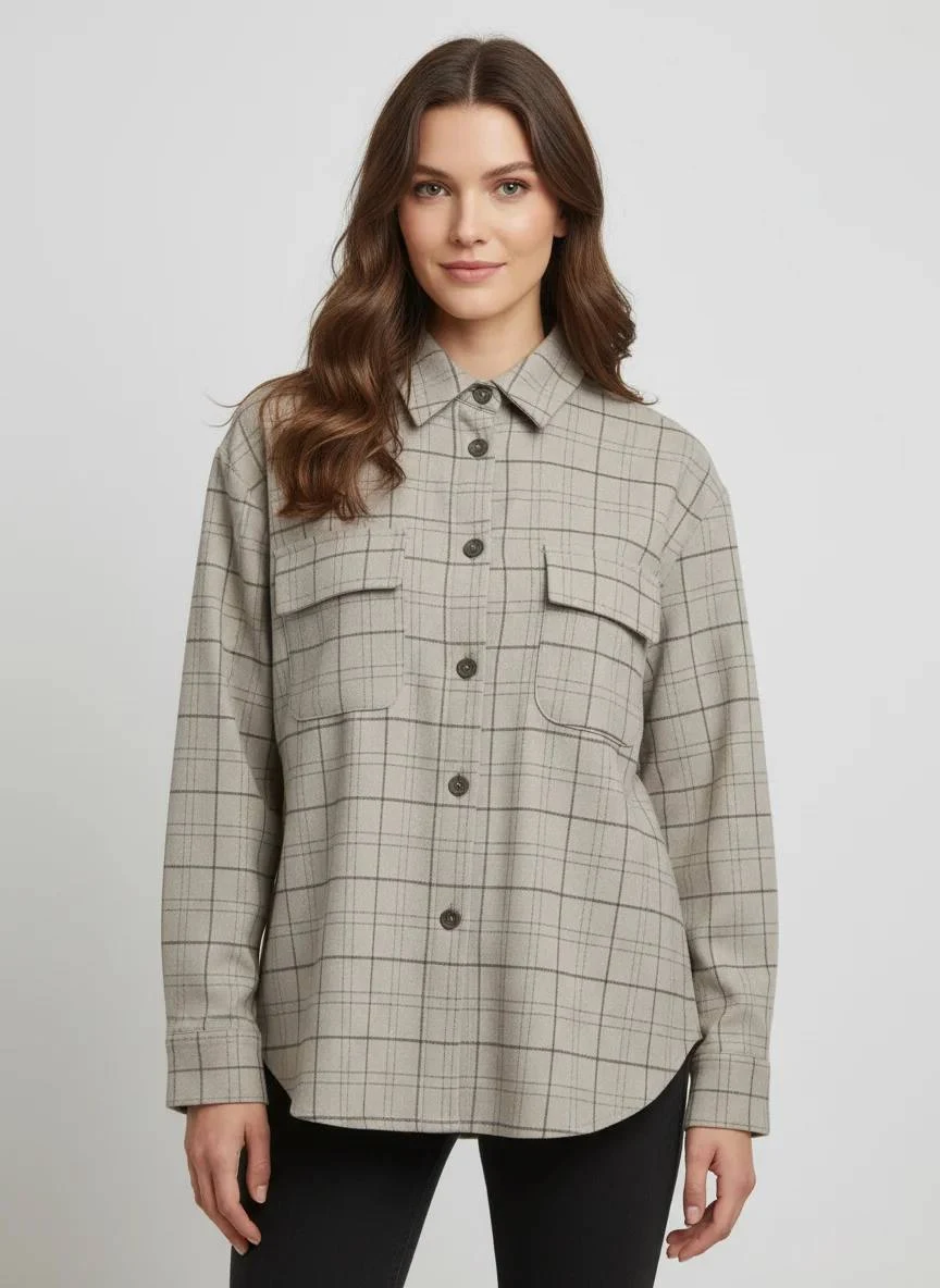 Overshirt donna a quadri effetto lana GUS LI62047