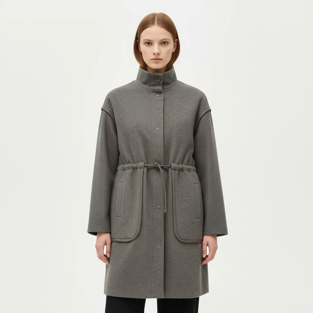 Abrigo de mujer gris con cordón ajustable GUS NI61043