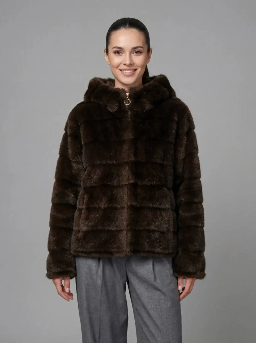 Ecopelliccia corta donna moro GUS XI6150