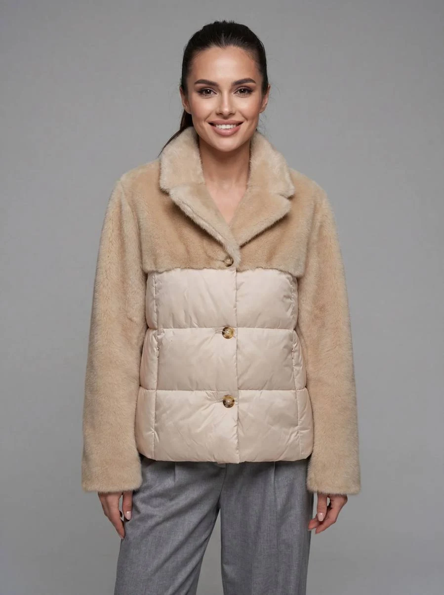 Giacca ecopelliccia bicolore donna GUS XI6166
